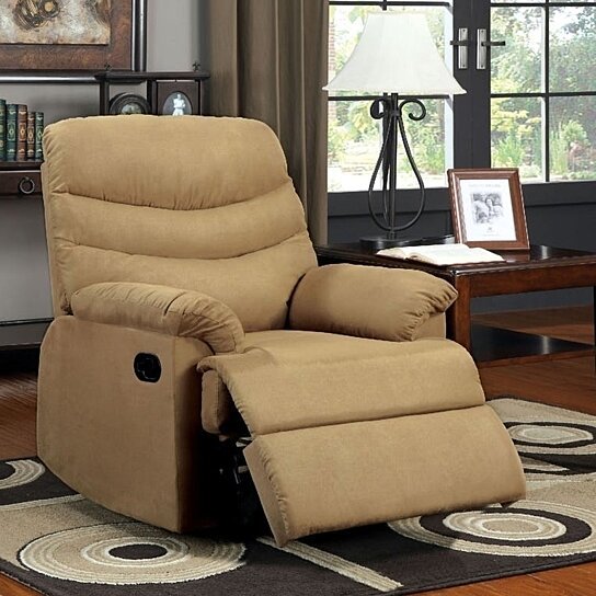 Plesant Valley Transitional Recliner Chair With Microfiber, Tan